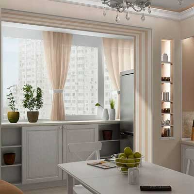 Дизайн кухни с балконом